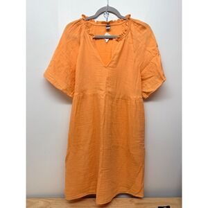 Old Navy Orange Gauze Ruffle V Neck Short Sleeve Casual Dress Women's Medium #64
